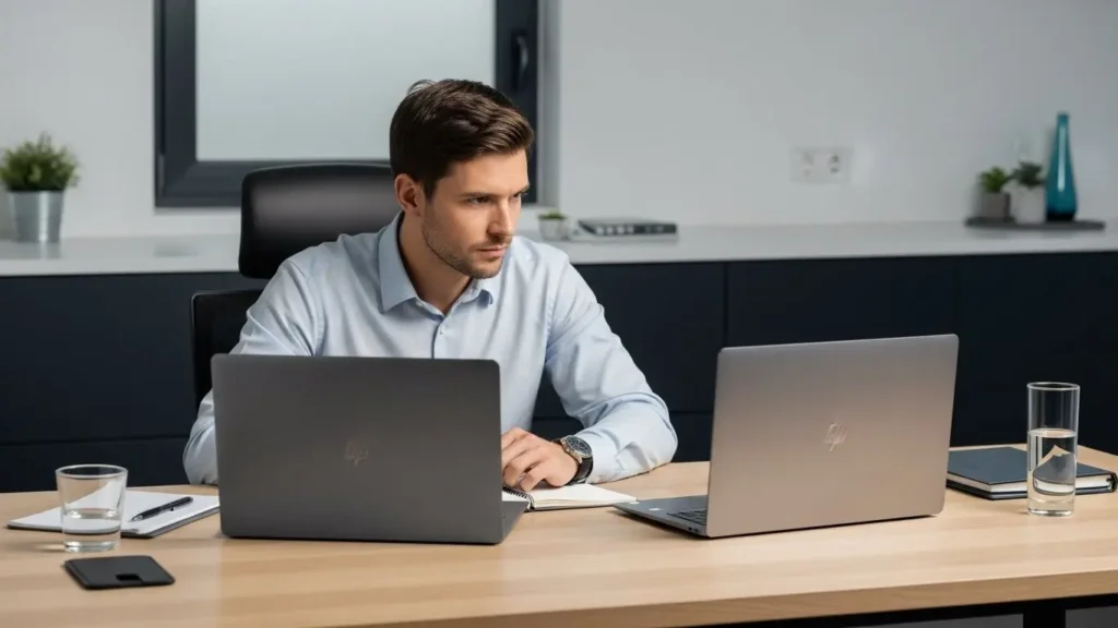 AI PCのバッテリー性能と処理能力の相関を示す比較イメージ