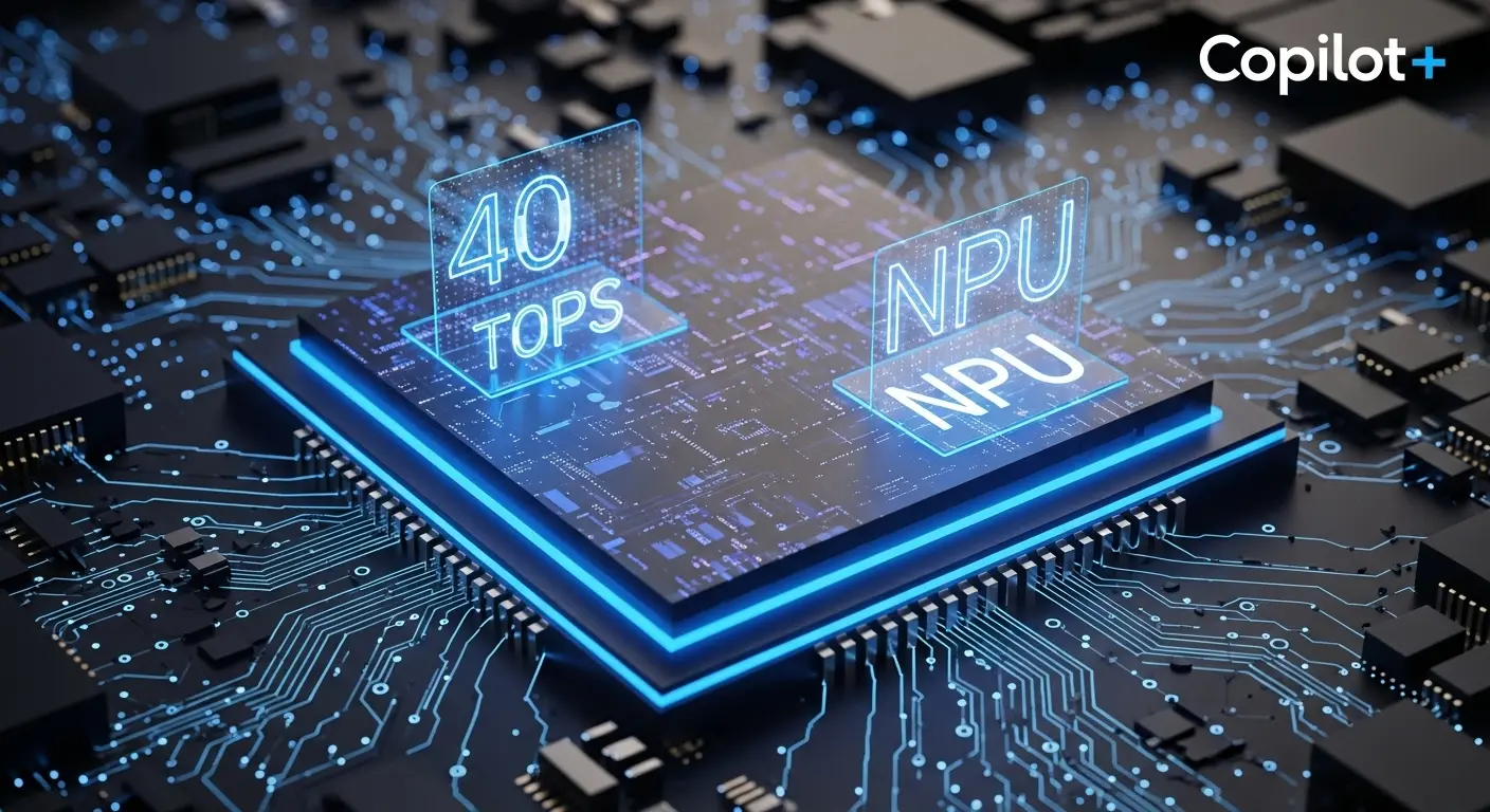 AI PCの性能指標である40 TOPSとNPUの解説図