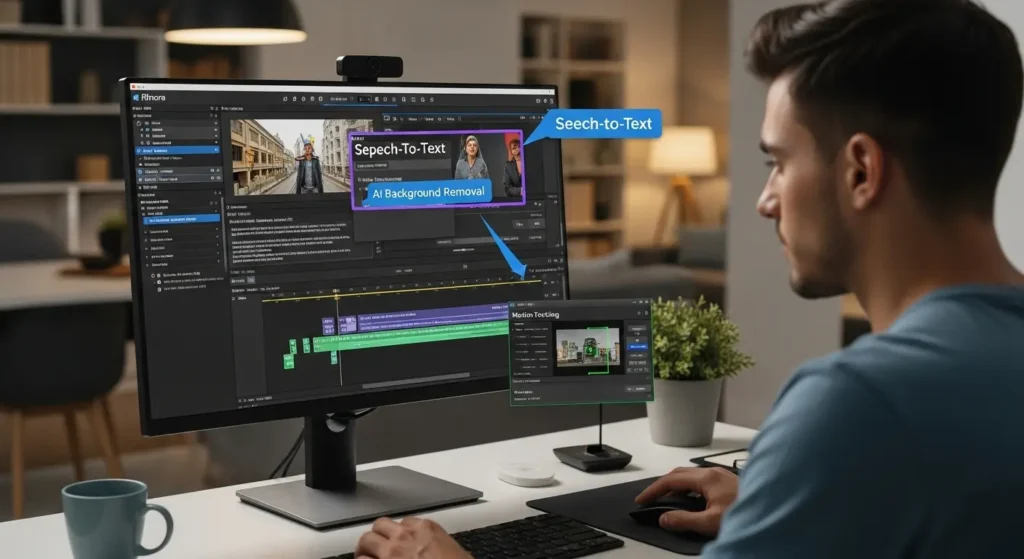 有料録画ソフトに搭載された高度なAI編集機能のイメージ