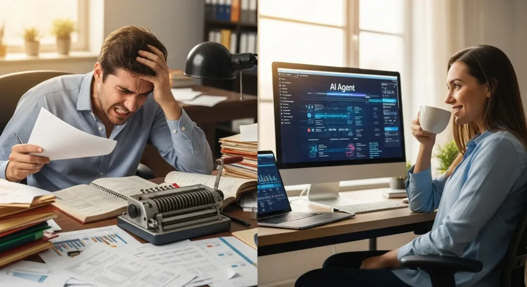 手動作業とAIエージェントによる自動化の比較