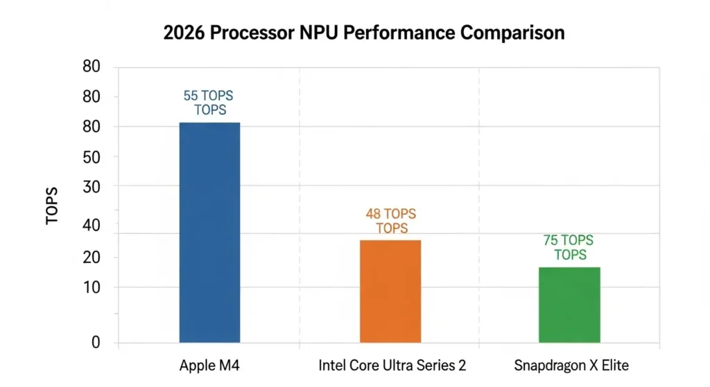 2026年主要プロセッサのNPU性能ベンチマーク比較グラフ