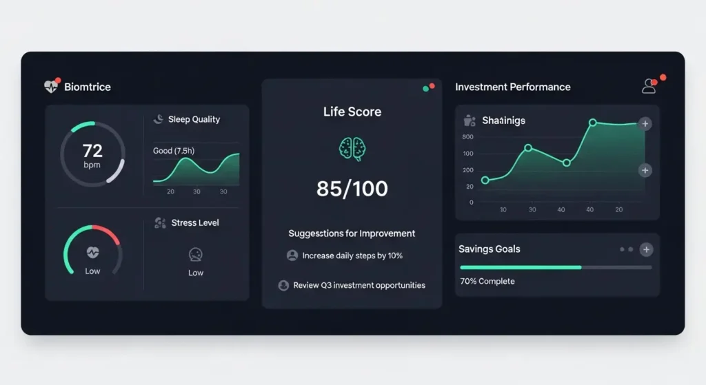 健康データと資産データを統合して管理するAI PCの画面