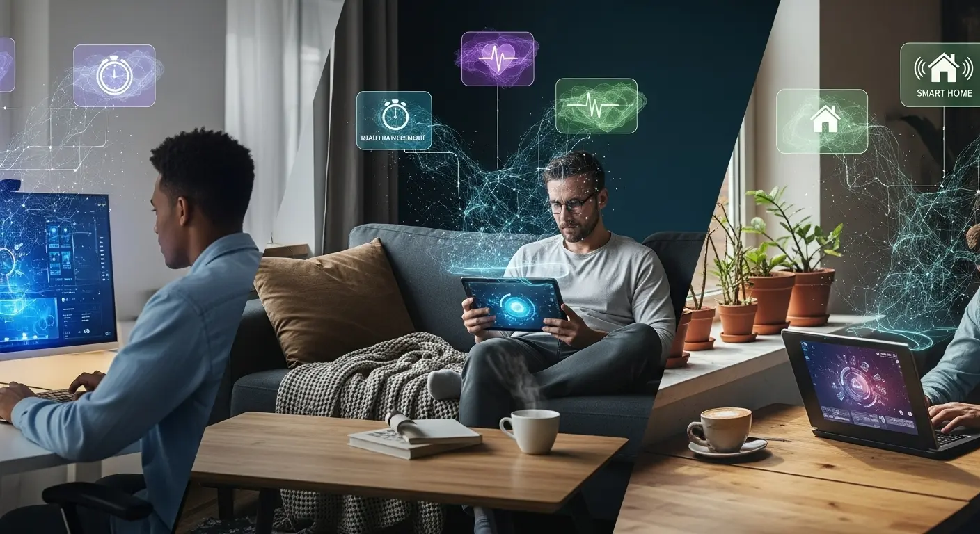 AI PCを活用してライフマネジメントを行う人々のイメージ