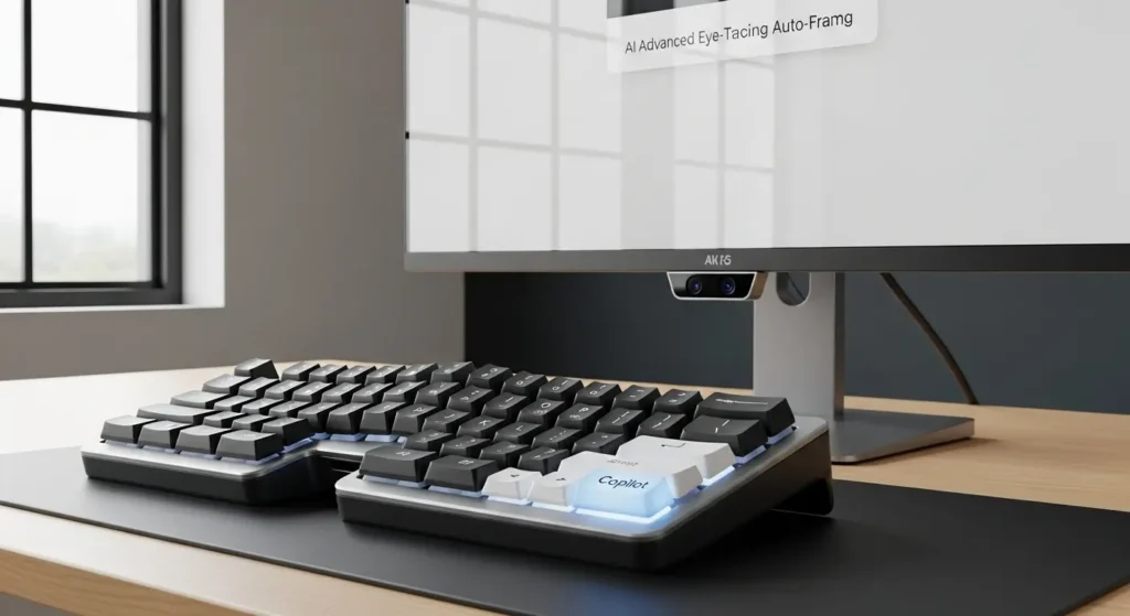 AI PCの操作性を高める専用キーボードと高機能モニターのセット