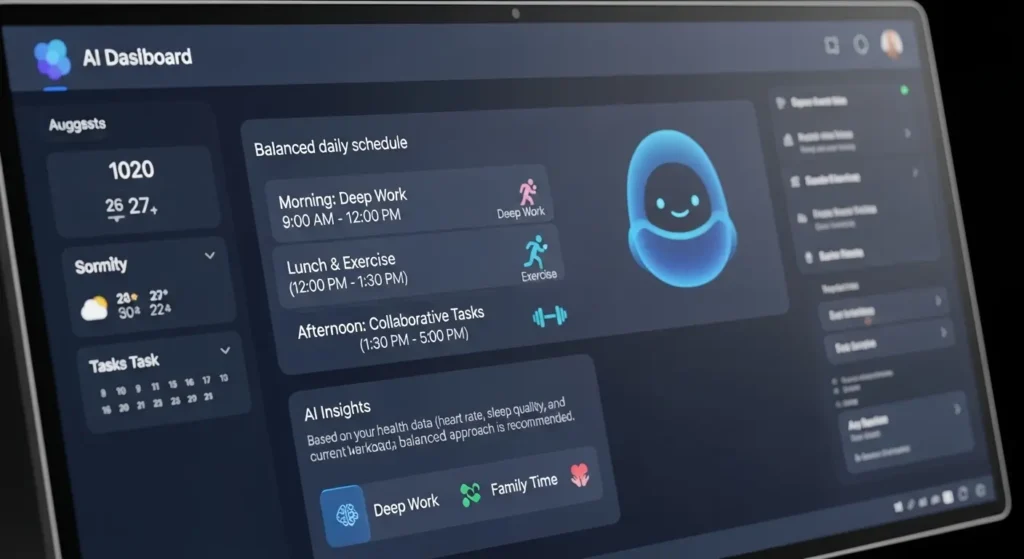 AI PCによるパーソナライズされたライフマネジメント画面