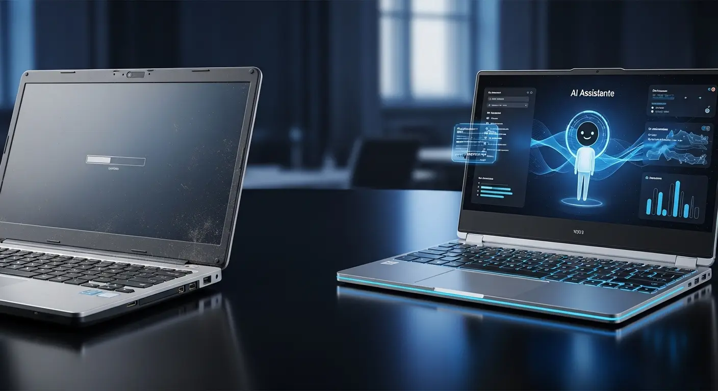 2026年のAI PC買い替えを象徴する新旧ノートパソコンの比較