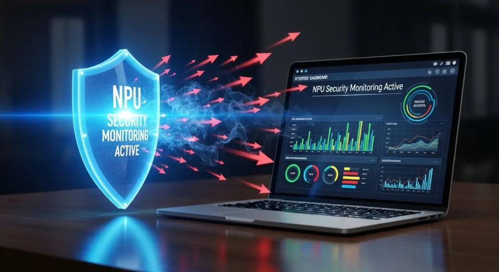 NPUを活用してサイバー攻撃を防御するAI PCのイメージ