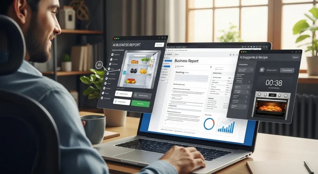 仕事と家事を同時にサポートするAI PCのマルチタスク