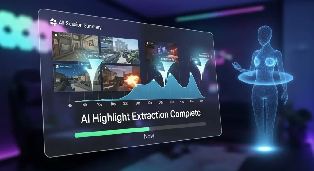 AIが動画のハイライトを自動で抽出する機能の図解