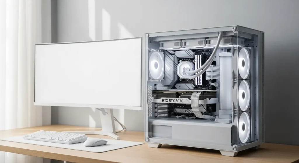 白を基調としたRTX 5070搭載の自作PC構成