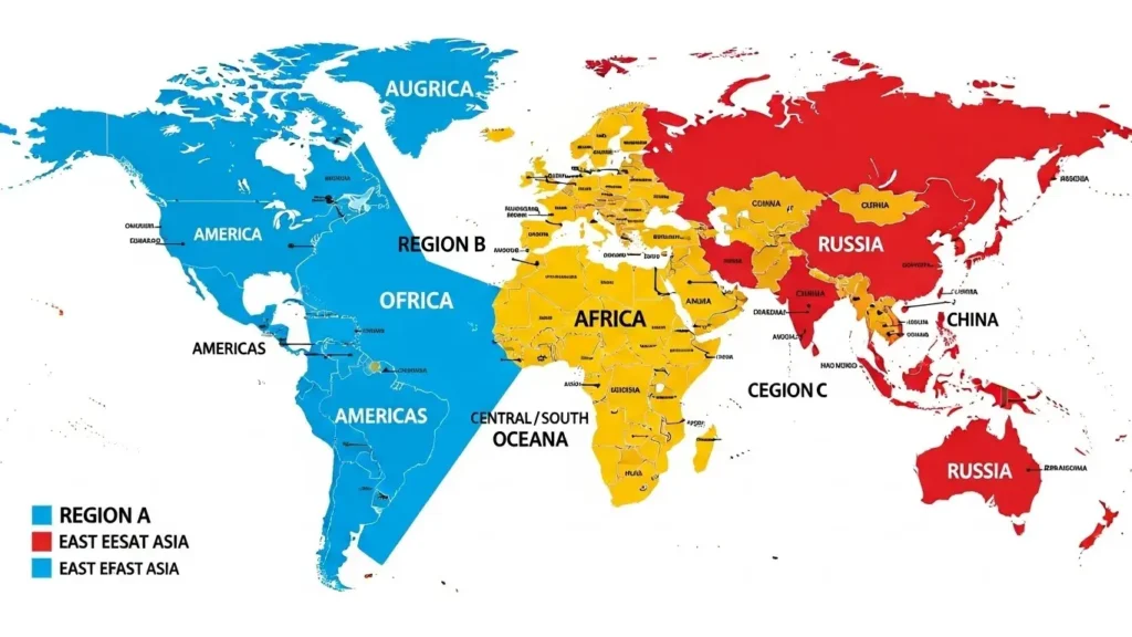 ブルーレイのリージョンコードA・B・Cの世界地図