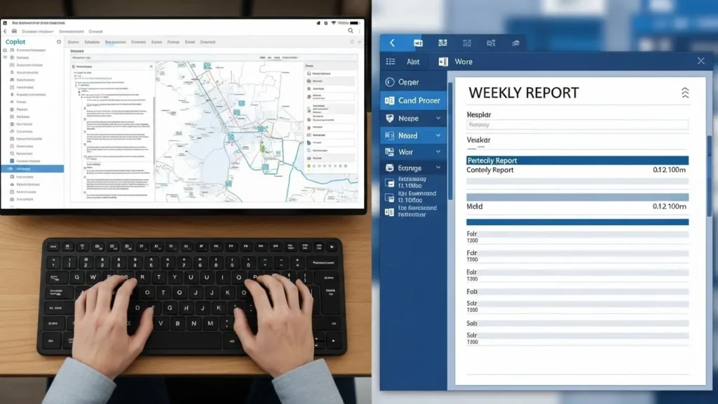 Copilotを使って週報を自動生成している様子