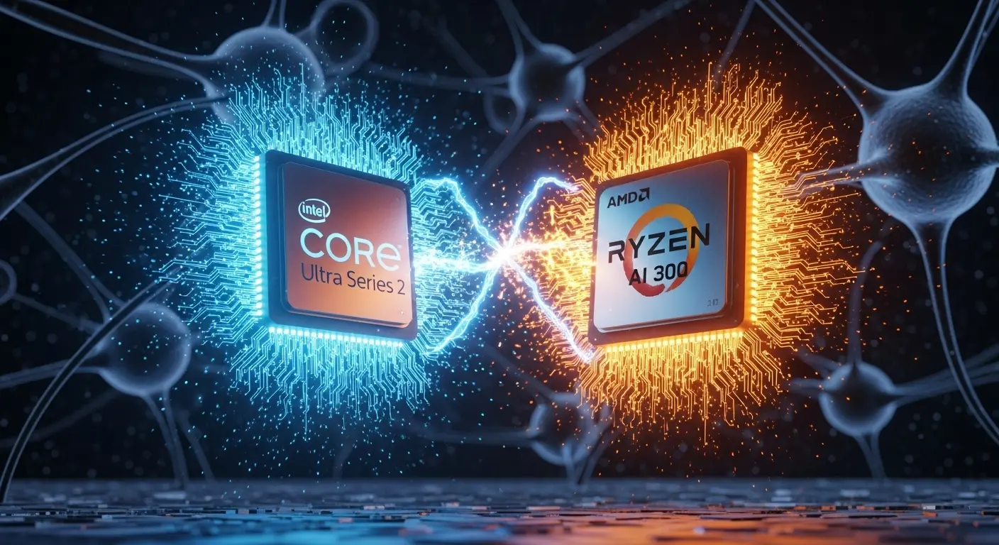 Intel Core Ultra シリーズ2とAMD Ryzen AI 300の性能比較イメージ