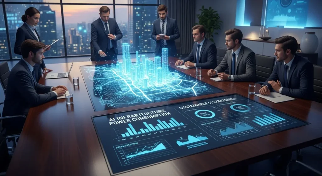 企業のAI導入に伴う電力コスト管理とインフラ戦略の会議
