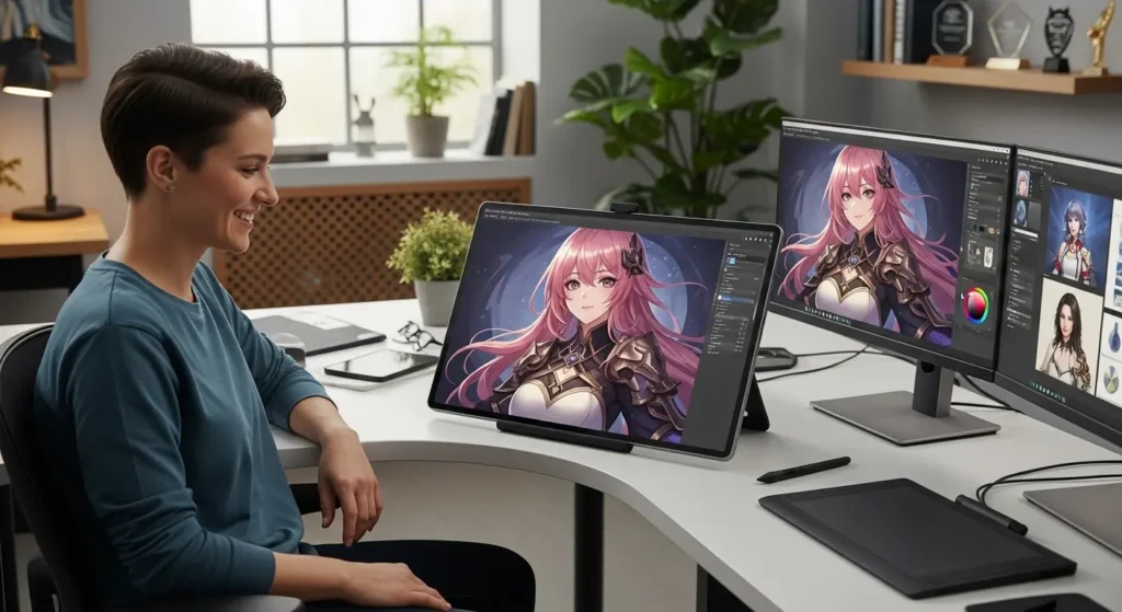 LoRA学習を成功させたクリエイターの満足した表情