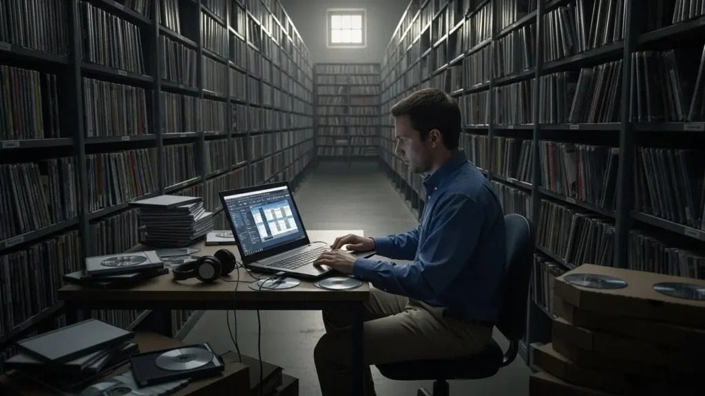 専用ソフトでDVDの状態をチェックするアーキビスト