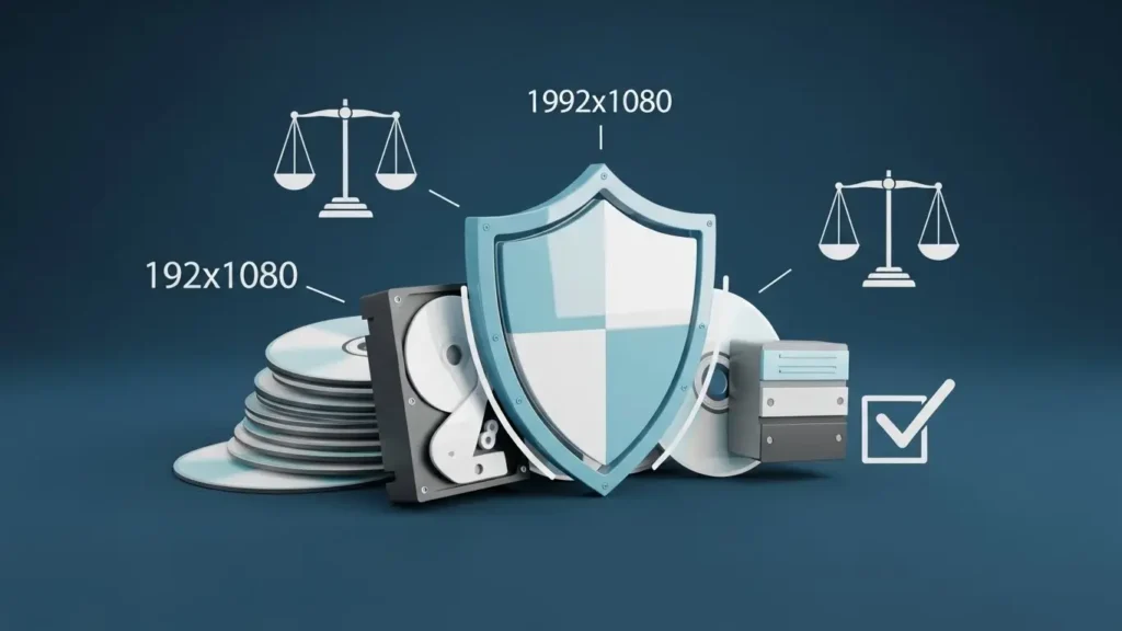 DVDデータの保護と法的遵守のイメージ