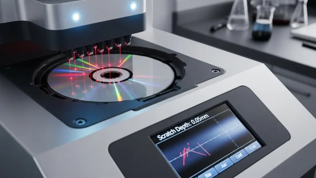 最新のDVDディスク修復マシンの様子