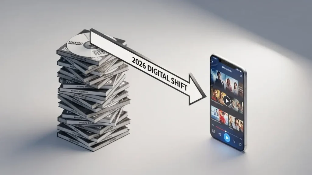 DVDからデジタル配信形式への移行イメージ