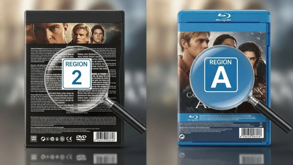 DVDのリージョン2とブルーレイのリージョンAのアイコン比較