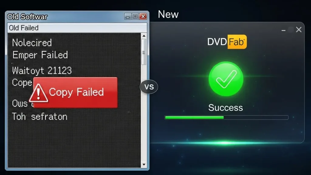 フリーソフトとDVDFabのコピー成功率の比較