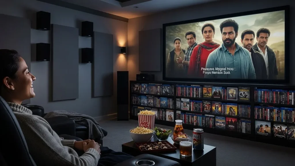 自宅で海外のブルーレイ映画を楽しむ様子