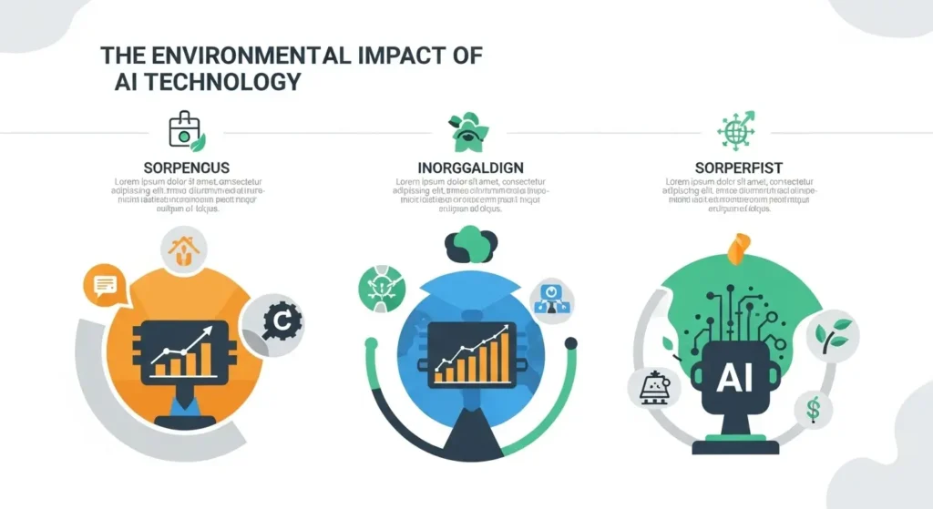 AI技術の普及に伴う環境負荷とサステナビリティの課題図解