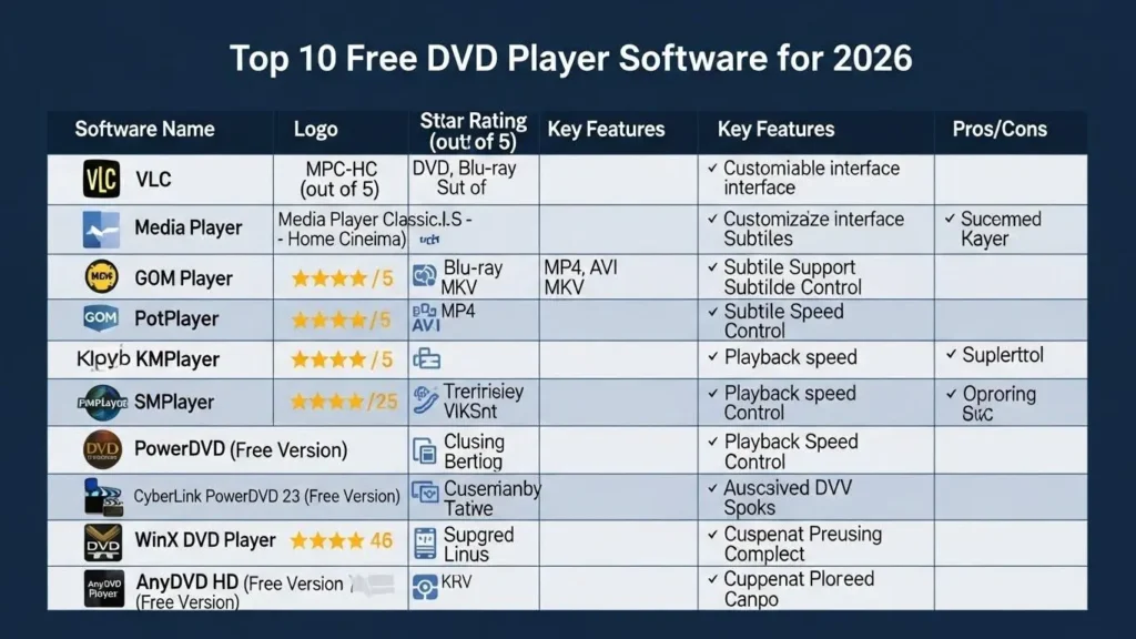 2026年おすすめDVD再生フリーソフトの比較ランキング表