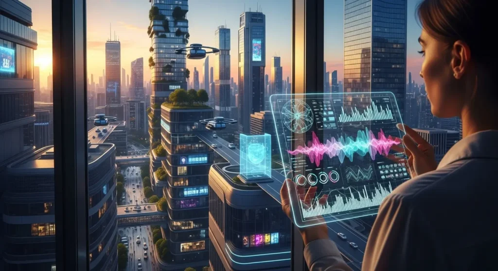 AI PCと共に未来の可能性を切り拓くユーザーのイメージ