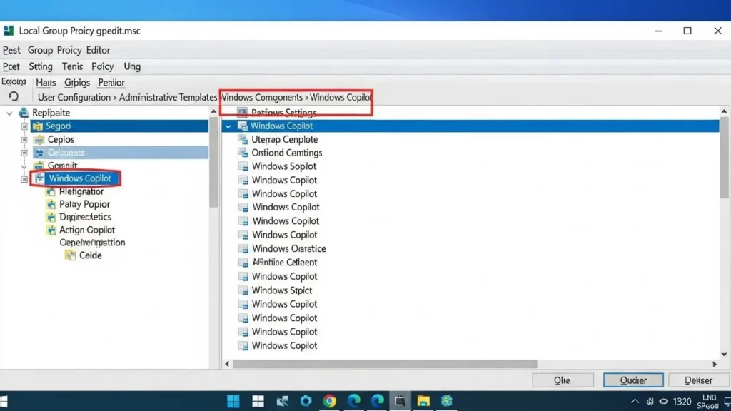 グループポリシーエディターでWindows Copilotを無効にする設定