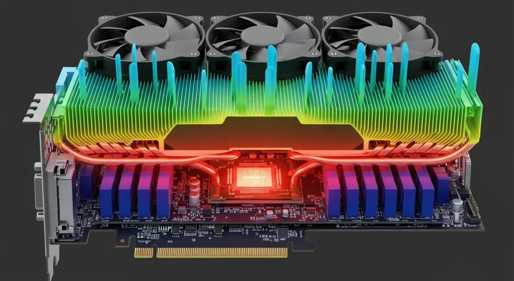 RTX 5070のGPUダイとヒートシンクの熱効率分析