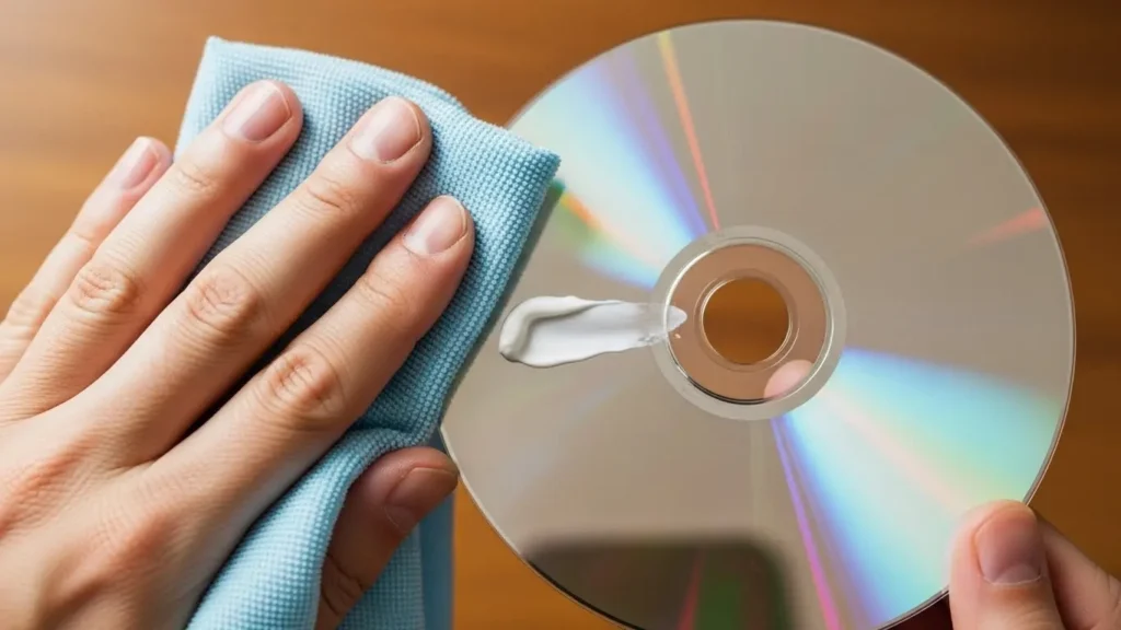 DVDを中心から外側へ直線的に磨く正しい方法