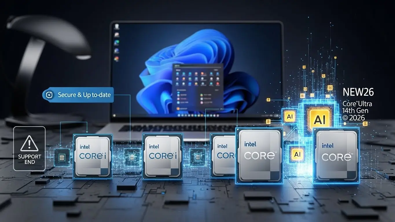 インテルCore iシリーズの世代別サポート終了と最新CPUへの移行イメージ