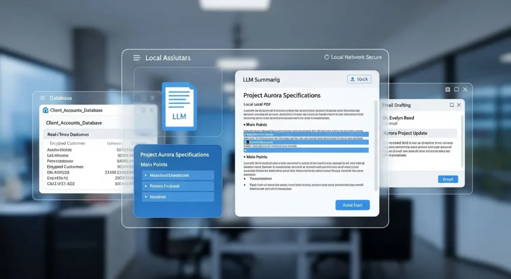 ローカルLLMを活用した自律型AIエージェントの動作イメージ
