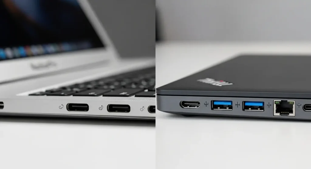 MacBookとWindowsノートパソコンの接続端子の比較