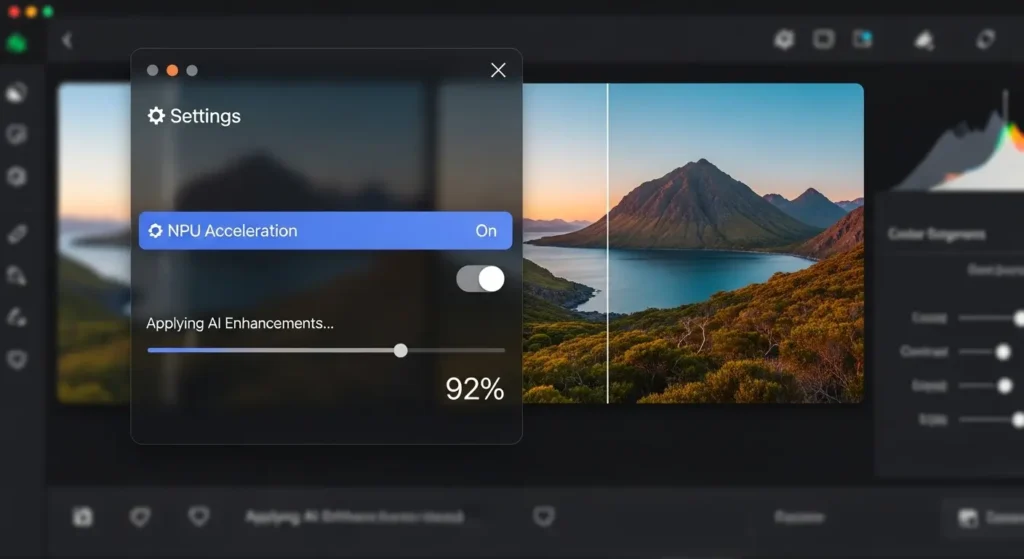 NPUアクセラレーションを有効にしてAIアプリの速度を最大化する設定画面