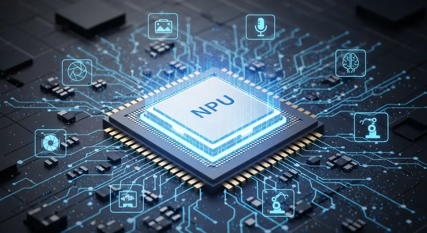 NPUを内蔵した最新のCPUプロセッサーのイメージ図