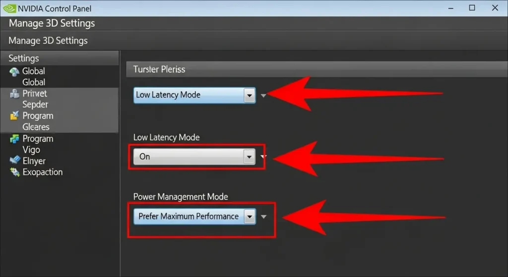 RTX 5070の性能を最適化するNVIDIAコントロールパネルの設定画面