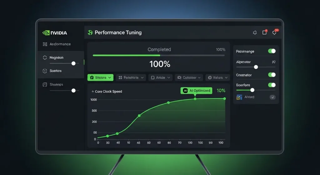 NVIDIAアプリによるAI自動オーバークロック設定画面