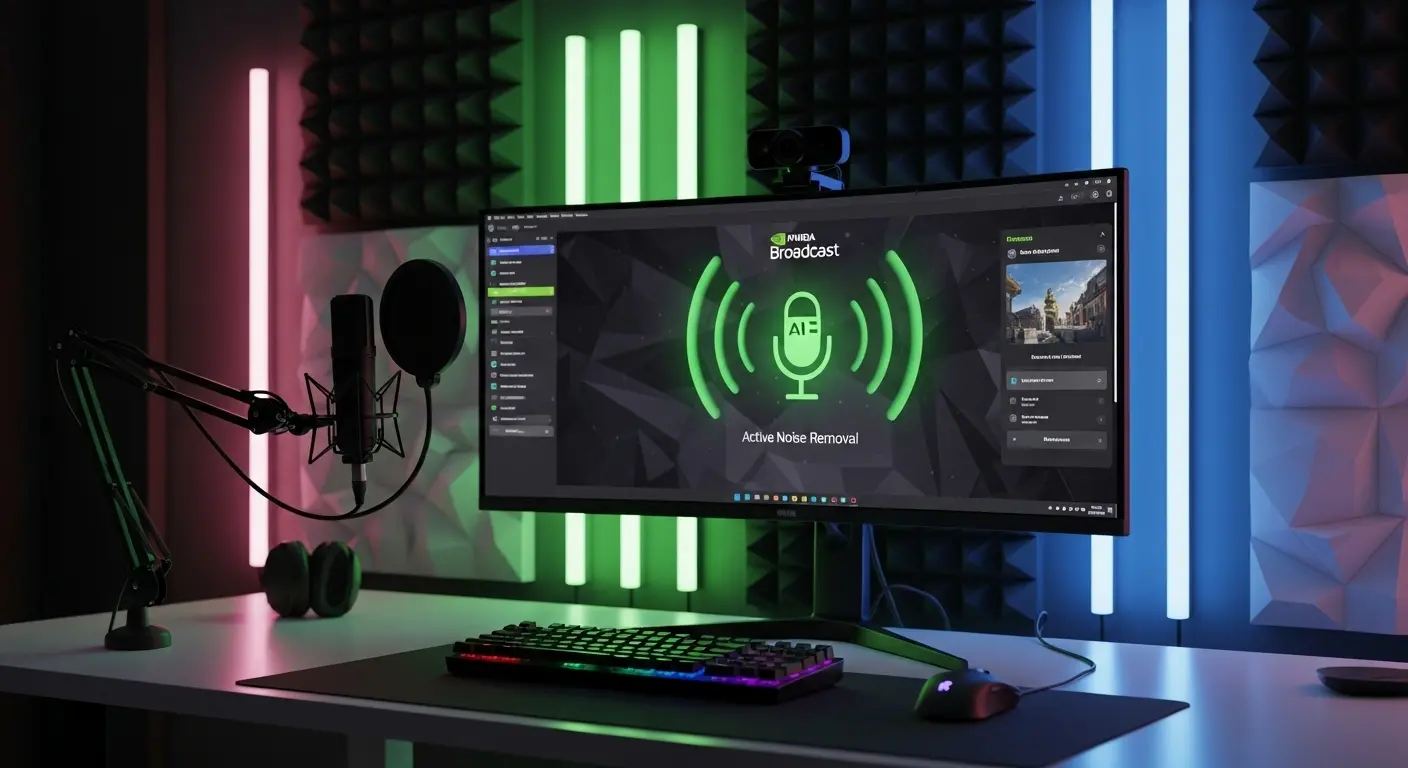 NVIDIA Broadcastの設定画面と配信環境のイメージ