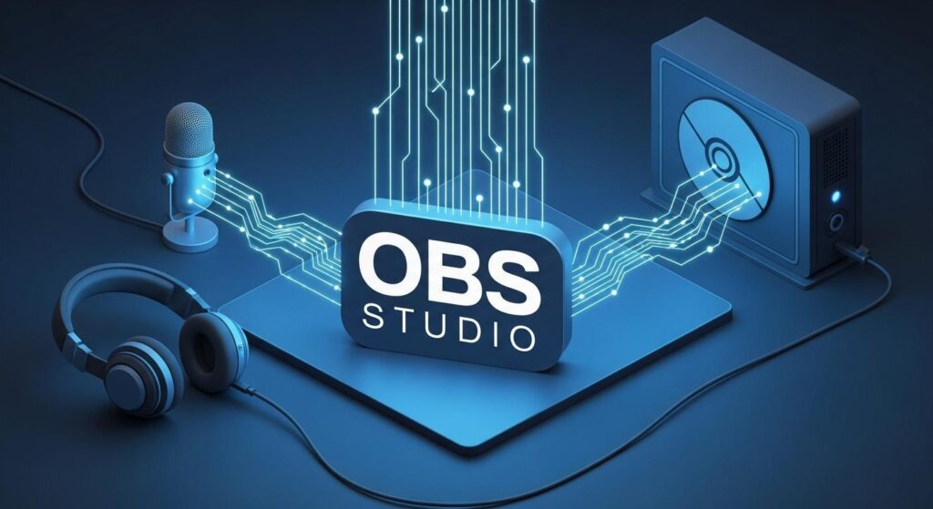 PCからOBS Studioへ音声信号が流れる仕組みの図解