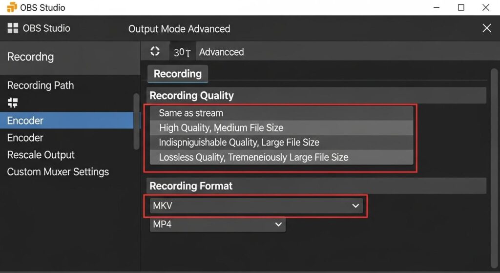 OBSの出力設定における高画質録画のための最適値