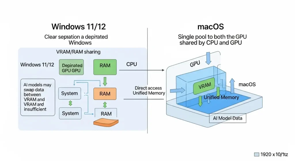 WindowsとmacOSにおけるAI処理時のメモリ割り当て構造の違い
