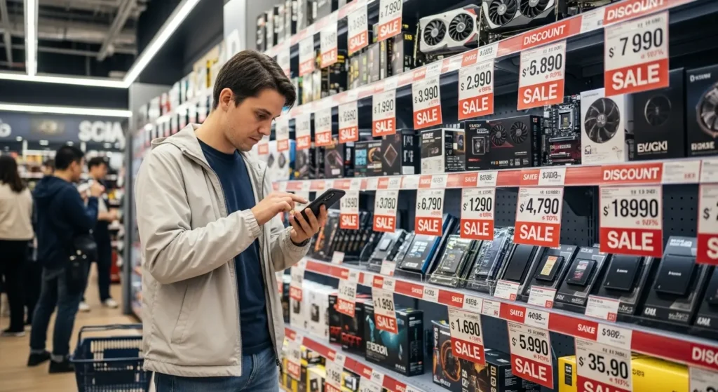 2026年のPCパーツの価格比較とセール情報のイメージ