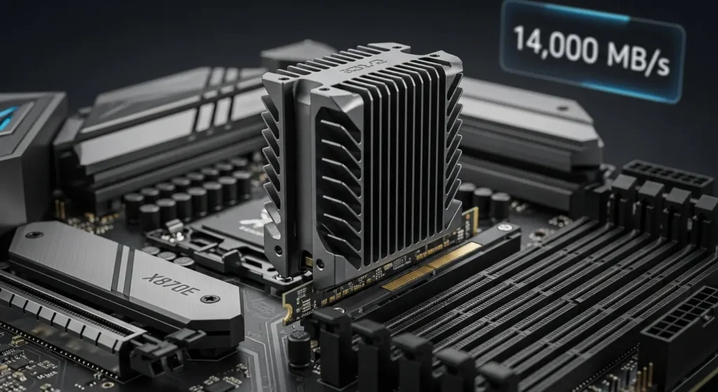 マザーボードに装着されるPCIe Gen5対応の超高速SSD