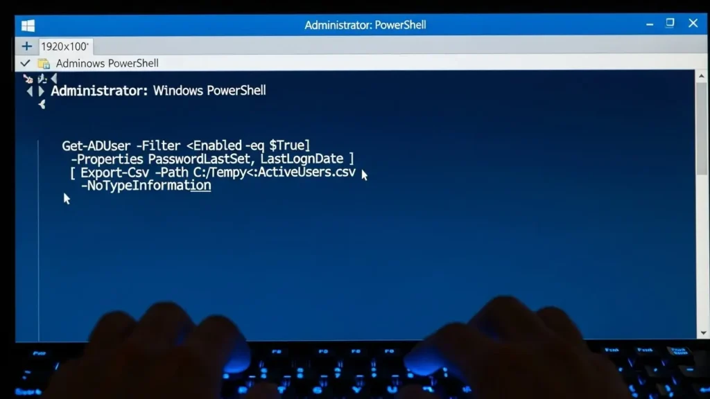 管理者権限でPowerShellを起動しコマンドを入力する様子