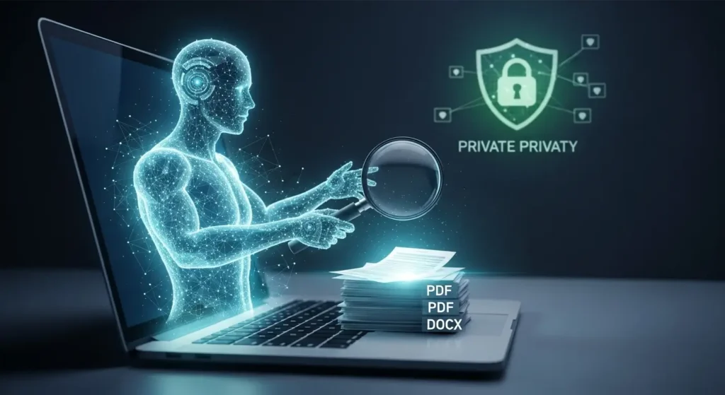 プライバシーを保護したローカルAIアシスタントの概念図