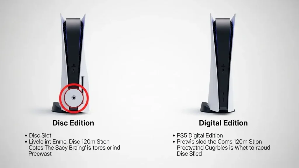 PS5の通常版とデジタルエディションの比較画像