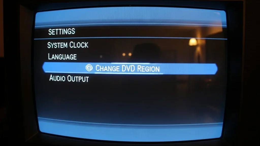 PS5のシステム画面でDVDのリージョン変更を促すダイアログ