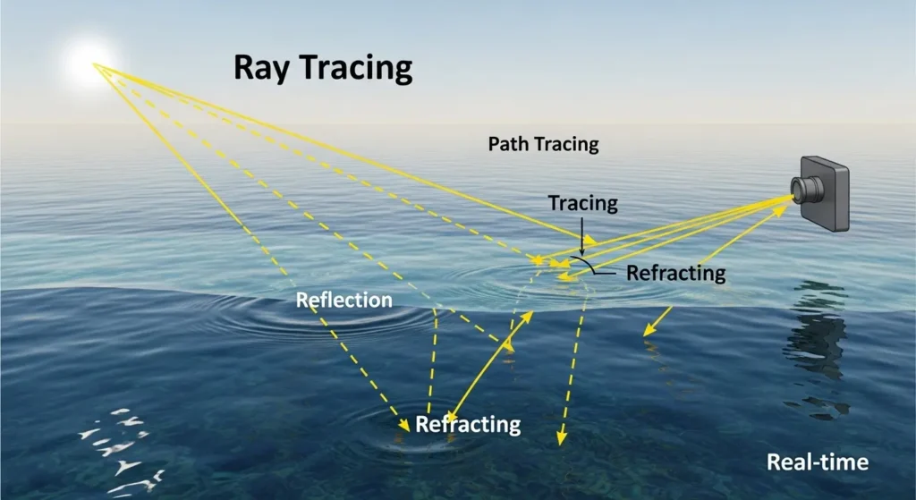 レイトレーシングの仕組みを解説する図解